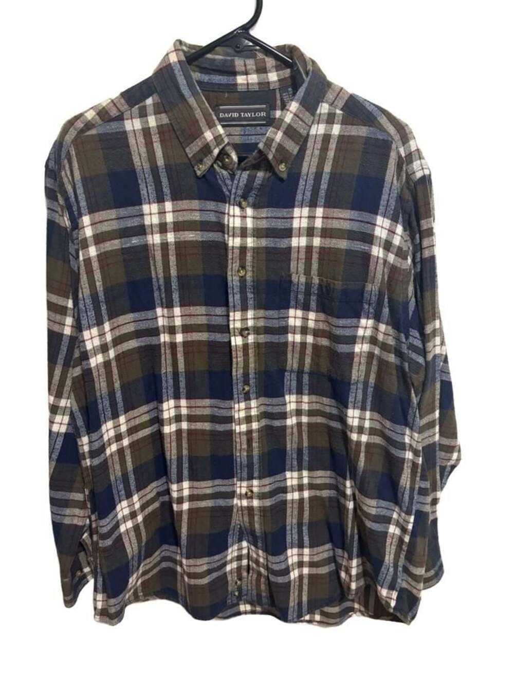 Vintage David Taylor Men's Long Sleeve Button Down Plaid Flannel Shirt XL